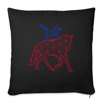 Voltigieren Pferd Reiterin Voltigierer - Sofakissenbezug 45 x 45 cm - Schwarz - Vorne