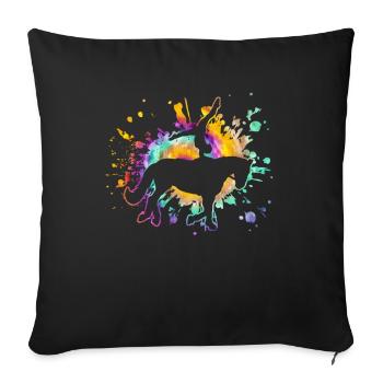 Voltigieren Pferd Reiterin Voltigierer - Sofakissenbezug 45 x 45 cm - Schwarz - Vorne