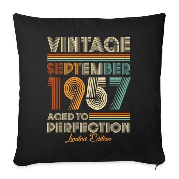 Vintage Aged To Perfection September 1957 - Sofa pillowcase 17,3'' x 17,3'' (45 x 45 cm) - black - Front
