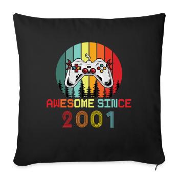 Génial depuis 2001 Anniversaire 2001 Millésime 2001 - Housse de coussin décorative 45 x 45 cm - noir - Devant