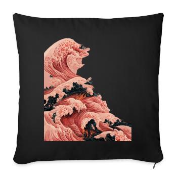 The Great Wave off Kanagawa - Lava - Sofa pillowcase 17,3'' x 17,3'' (45 x 45 cm) - black - Front