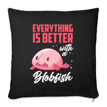 Blobfish tout est mieux drôle blobfish - Housse de coussin décorative 45 x 45 cm - noir - Devant