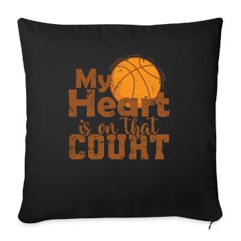Mon cœur est sur ce court Basketball America - Housse de coussin décorative 45 x 45 cm - noir - Devant