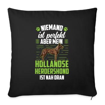 Mein Hollandse Herdershond ist perfekt - Sofakissenbezug 45 x 45 cm - Schwarz - Vorne