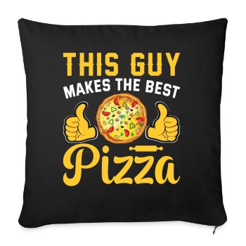 Conception de pizza pour les pizzaïolos et les amateurs de pizza - Housse de coussin décorative 45 x 45 cm - noir - Devant