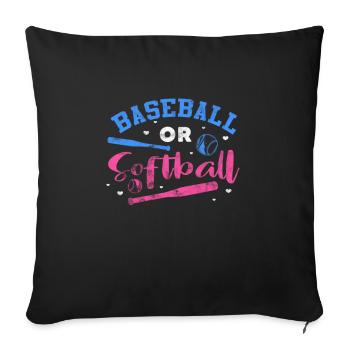 Softball Baseball Grossesse - Housse de coussin décorative 45 x 45 cm - noir - Devant