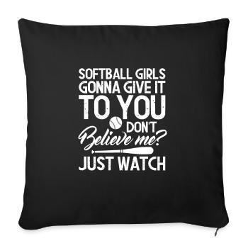 Joueur de softball Baseball Sport Pitcher Cadeau - Housse de coussin décorative 45 x 45 cm - noir - Devant