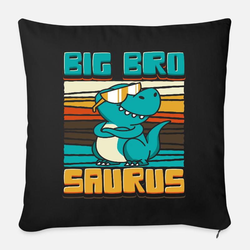 Big Bro Saurus Dinosaurier Ich werde großer Bruder - Sofakissenbezug 45 x 45 cm - Schwarz