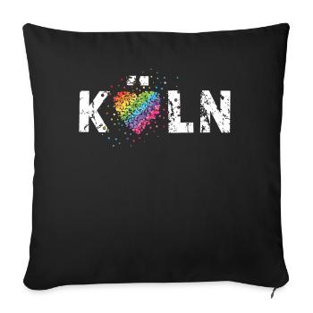 Köln LGBTQ Community Pride Regenbogenfahne Queer - Sofakissenbezug 45 x 45 cm - Schwarz - Vorne