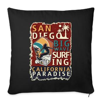 San Diego Surfen Big Wave California Surfer - Sofakissenbezug 45 x 45 cm - Schwarz - Vorne