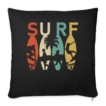 Surfboard Retro Surfing Surfer - Sofakissenbezug 45 x 45 cm - Schwarz - Vorne
