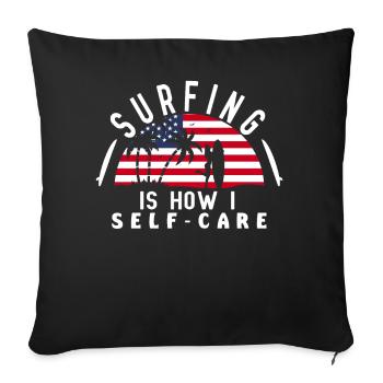 Surfen ist, wie ich selbst pflege American Flag Su - Sofakissenbezug 45 x 45 cm - Schwarz - Vorne