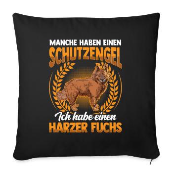 Harzer Fuchs ist mein Schutzengel Hütefuchs - Sofakissenbezug 45 x 45 cm - Schwarz - Vorne