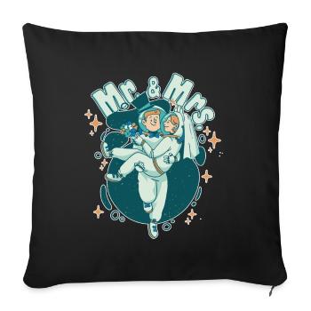 M. et Mme Astronaute Drôles de cadeaux de marié et de mariée - Housse de coussin décorative 45 x 45 cm - noir - Devant