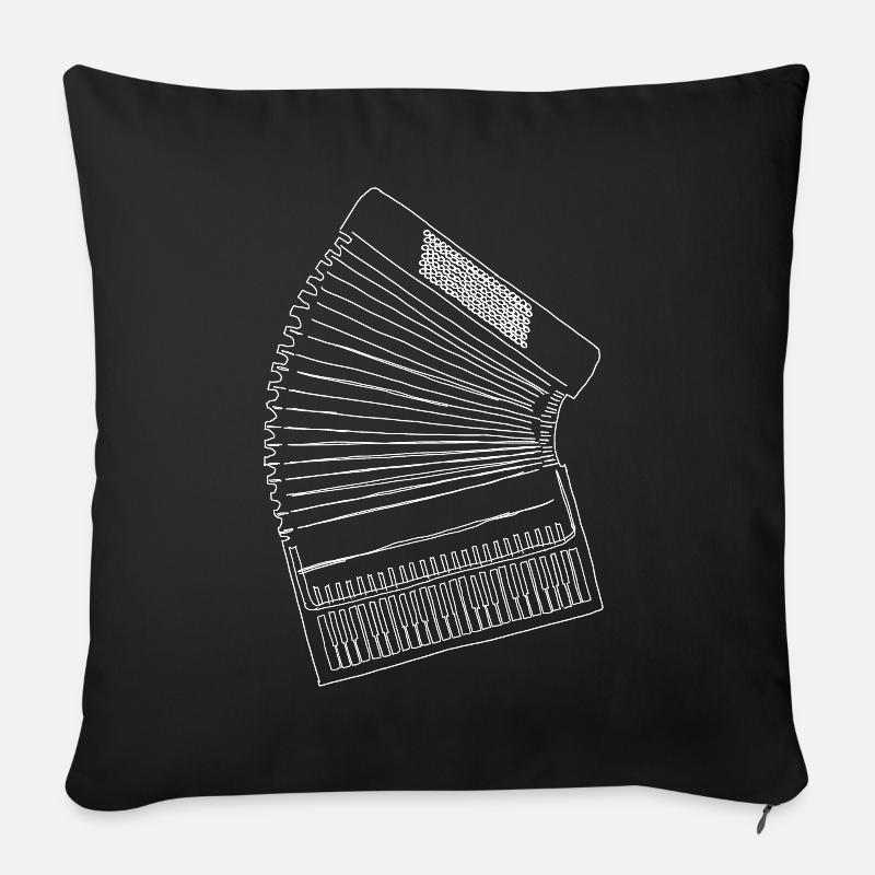 Accordéon Harmonica Accordéonistes - Housse de coussin décorative 45 x 45 cm - noir