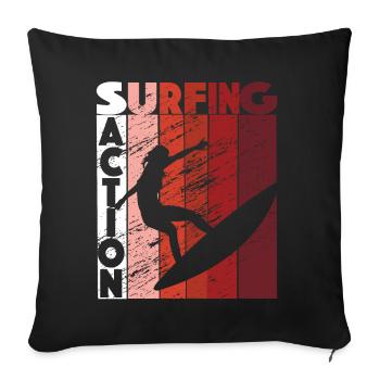 Surfenaktion Retro Surfer Beach - Sofakissenbezug 45 x 45 cm - Schwarz - Vorne
