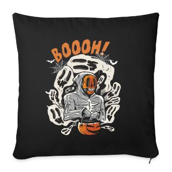 Squelette Dinosaure Trex Dino Citrouilles Moon Boys - Housse de coussin décorative 45 x 45 cm - noir - Devant