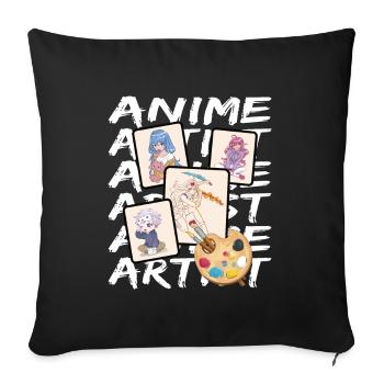 Artiste Anime Manga Künstler Japon Fan - Housse de coussin décorative 45 x 45 cm - noir - Devant