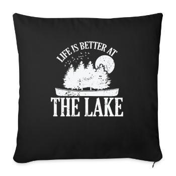 La vie est meilleure au lake kayak paddle boat - Housse de coussin décorative 45 x 45 cm - noir - Devant