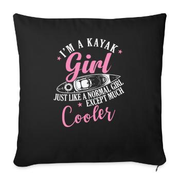 Je suis une fille de kayak et beaucoup plus cool Paddle Boat - Housse de coussin décorative 45 x 45 cm - noir - Devant