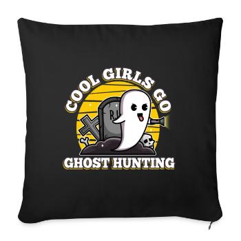 Cool girls go ghost hunting - Sofa pillowcase 17,3'' x 17,3'' (45 x 45 cm) - black - Front