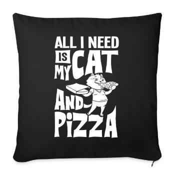 Pizza Cat Food Pizzeria Italian Kitten - Sofa pillowcase 17,3'' x 17,3'' (45 x 45 cm) - black - Front