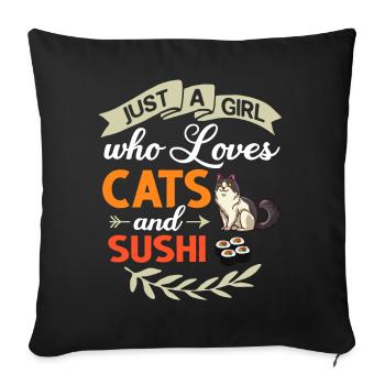 Cat Sushi Japonais Nigiri Bowl Maker - Housse de coussin décorative 45 x 45 cm - noir - Devant