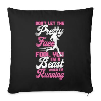 Running Runner Half Marathon Girl - Sofa pillowcase 17,3'' x 17,3'' (45 x 45 cm) - black - Front
