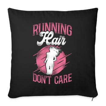Running Runner Half Marathon Girl - Sofa pillowcase 17,3'' x 17,3'' (45 x 45 cm) - black - Front