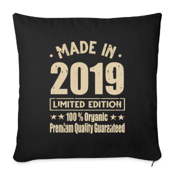 Made in 2019 Vintage Retro Limited Edition - Sofa pillowcase 17,3'' x 17,3'' (45 x 45 cm) - black - Front
