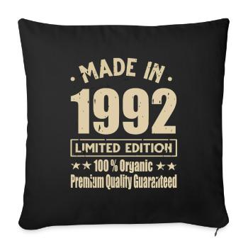 Fabriqué en 1992 Vintage Retro Limited Edition - Housse de coussin décorative 45 x 45 cm - noir - Devant