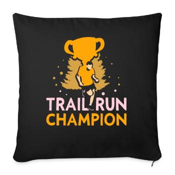 Trail Run Champion Traillauf Running Runner - Housse de coussin décorative 45 x 45 cm - noir - Devant