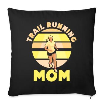 Trail Running Mama Runner Course de trail Running - Housse de coussin décorative 45 x 45 cm - noir - Devant
