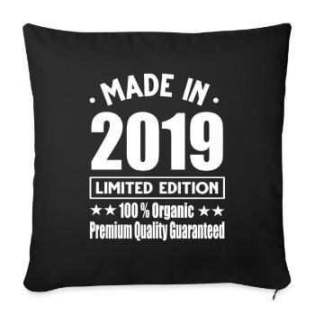 Made in 2019 Vintage Retro Limited Edition - Sofa pillowcase 17,3'' x 17,3'' (45 x 45 cm) - black - Front