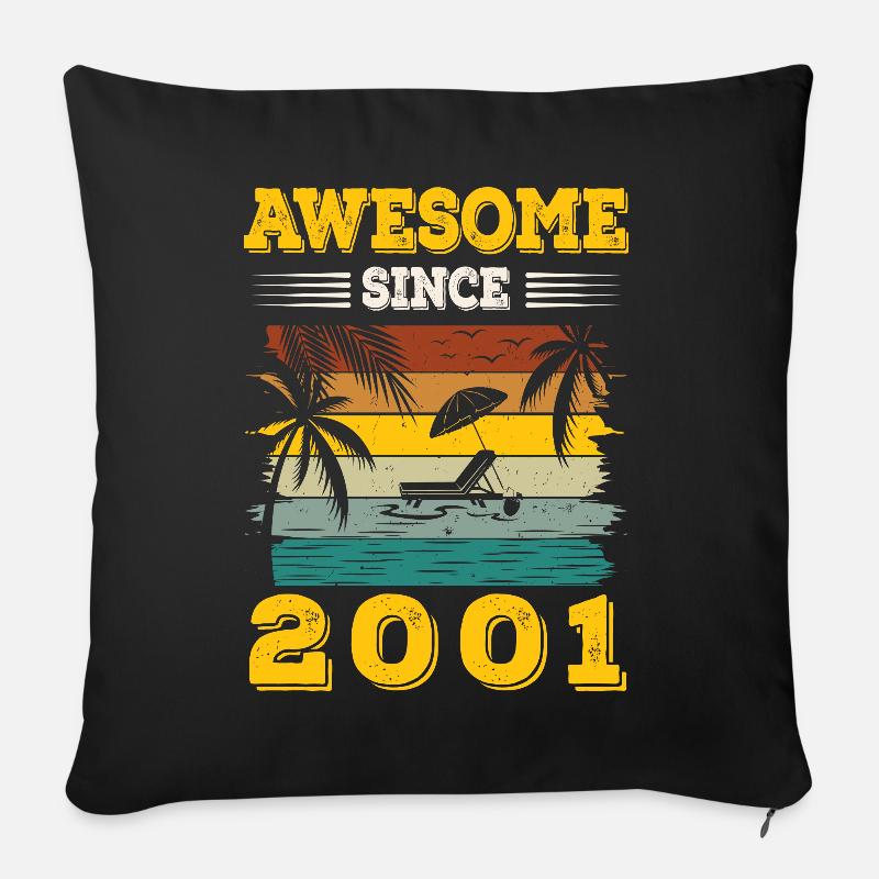 Awesome seit 2001 Vintage Geburtstagsgeschenk - Sofakissenbezug 45 x 45 cm - Schwarz