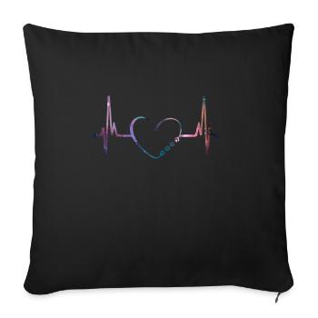 Heartbeat Dogs Paws Frequency - Dog Sayings - Sofa pillowcase 17,3'' x 17,3'' (45 x 45 cm) - black - Front