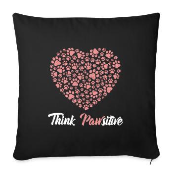 Think Positive ( Pawsitiv ) Dog Heart - Dictons pour chiens - Housse de coussin décorative 45 x 45 cm - noir - Devant