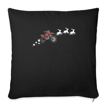 Motocross Santa Christmas Sleigh - Drôle - Housse de coussin décorative 45 x 45 cm - noir - Devant