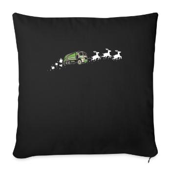 Recycling Truck Santa Weihnachtsschlitten - Funny - Sofakissenbezug 45 x 45 cm - Schwarz - Vorne