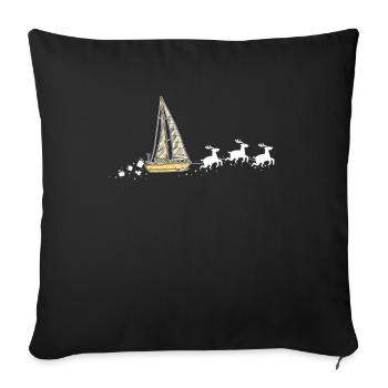 Voilier Santa Christmas Sleigh - Drôle - Housse de coussin décorative 45 x 45 cm - noir - Devant