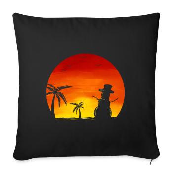 Sundown Snowman Under Palm Trees Beach Christmas - Sofa pillowcase 17,3'' x 17,3'' (45 x 45 cm) - black - Front