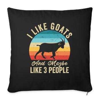J'aime Les Chèvres Humour Fermier Cadeau - Housse de coussin décorative 45 x 45 cm - noir - Devant