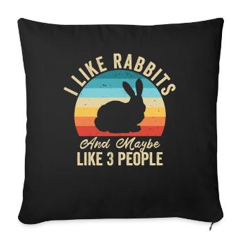 J'aime Les Lapins Humour Fermier Cadeau - Housse de coussin décorative 45 x 45 cm - noir - Devant