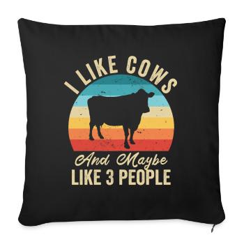 J'aime Les Vaches Humour Fermier Cadeau - Housse de coussin décorative 45 x 45 cm - noir - Devant