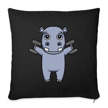 Bodybuilder Hippo Fitness Motivation Gift - Sofa pillowcase 17,3'' x 17,3'' (45 x 45 cm) - black - Front