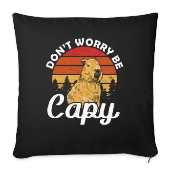 Sunset Dont Worry be Capy Wasserschwein - Sofa pillowcase 17,3'' x 17,3'' (45 x 45 cm) - black - Front