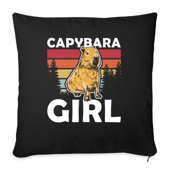Capybara Fille Wasserschwein - Housse de coussin décorative 45 x 45 cm - noir - Devant