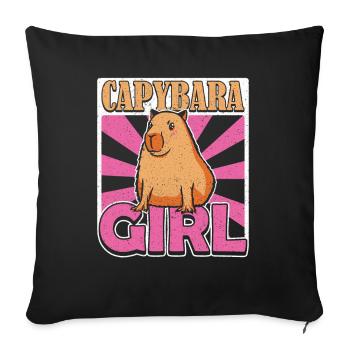 Capybara Fille Wasserschwein - Housse de coussin décorative 45 x 45 cm - noir - Devant