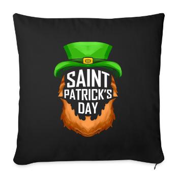Red Beard And Green Hat Logo For St. Patricks Day - Sofakissenbezug 45 x 45 cm - Schwarz - Vorne