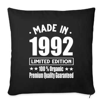 Fabriqué en 1992 Vintage Retro Limited Edition - Housse de coussin décorative 45 x 45 cm - noir - Devant
